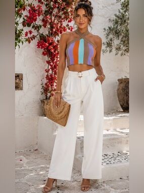 debut colorful crop top - NWOT